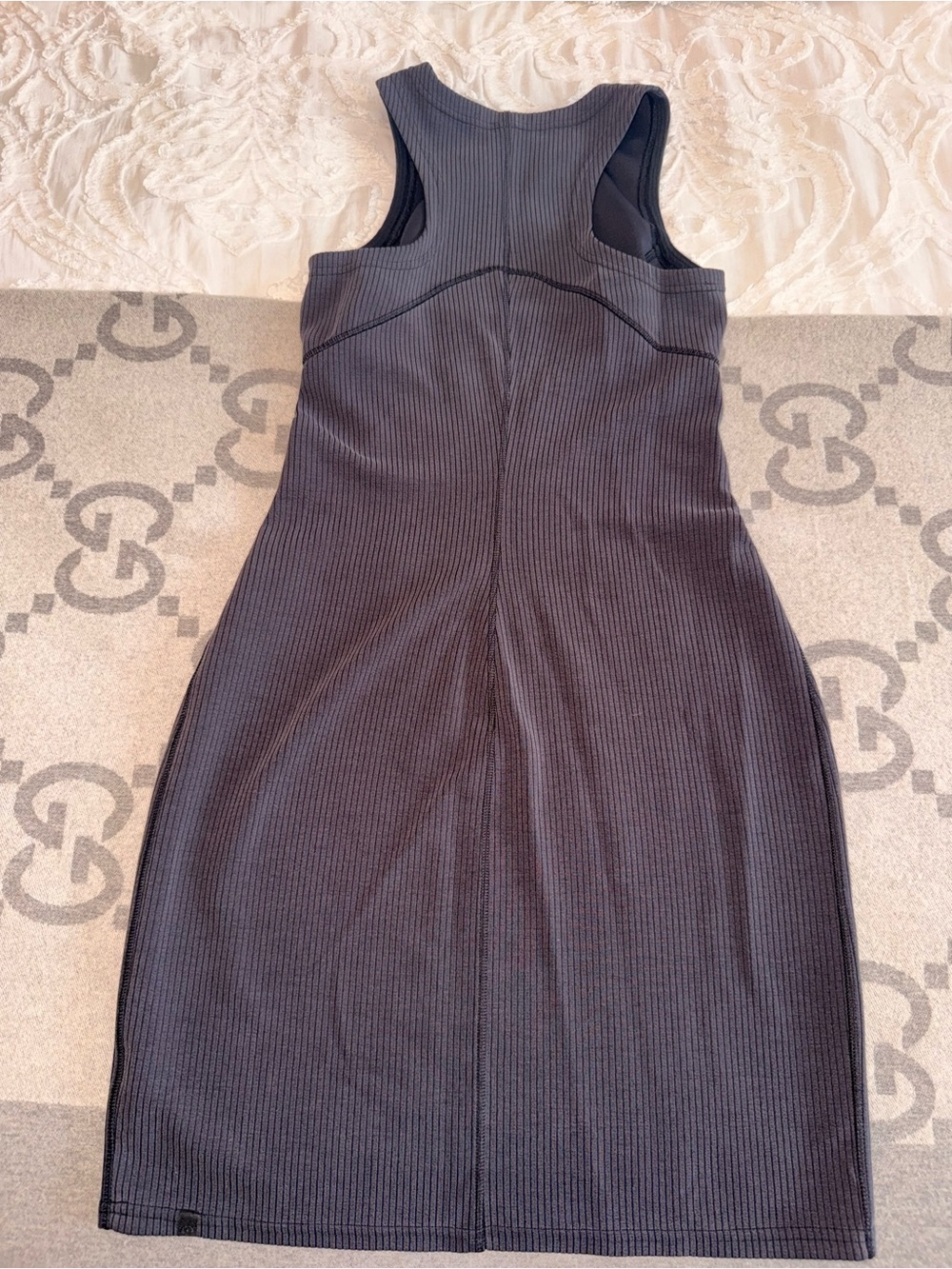 Lululemon Ribbed Softstream slim tank dress Ribbed Mini Dress in Charcoal - Picture 8 of 9